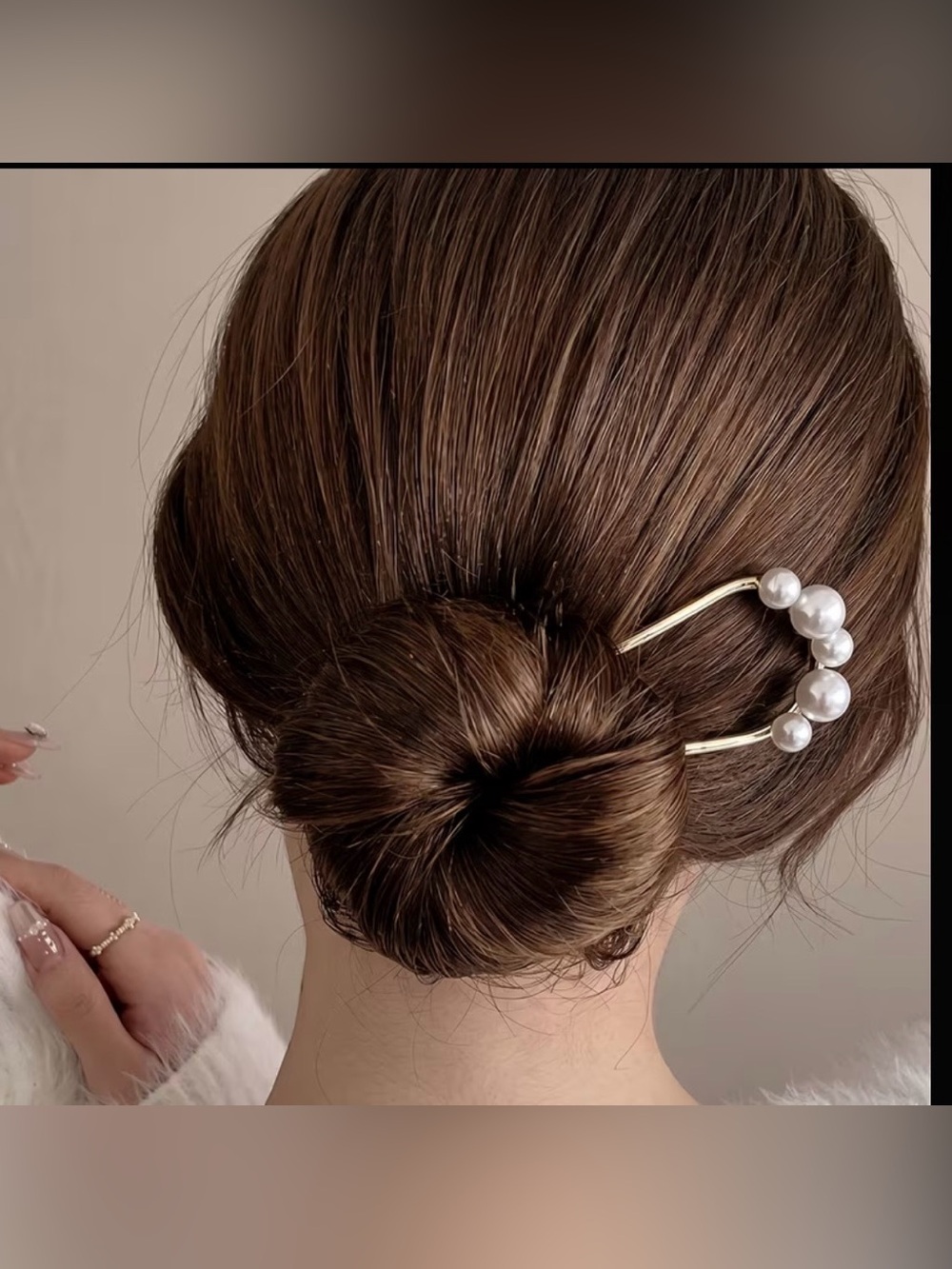 Pearl Accent Gold Hair Stick